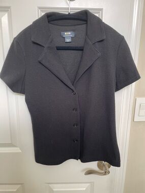 Maeve from Anthropology new Black Short Sleeve Button Front Top